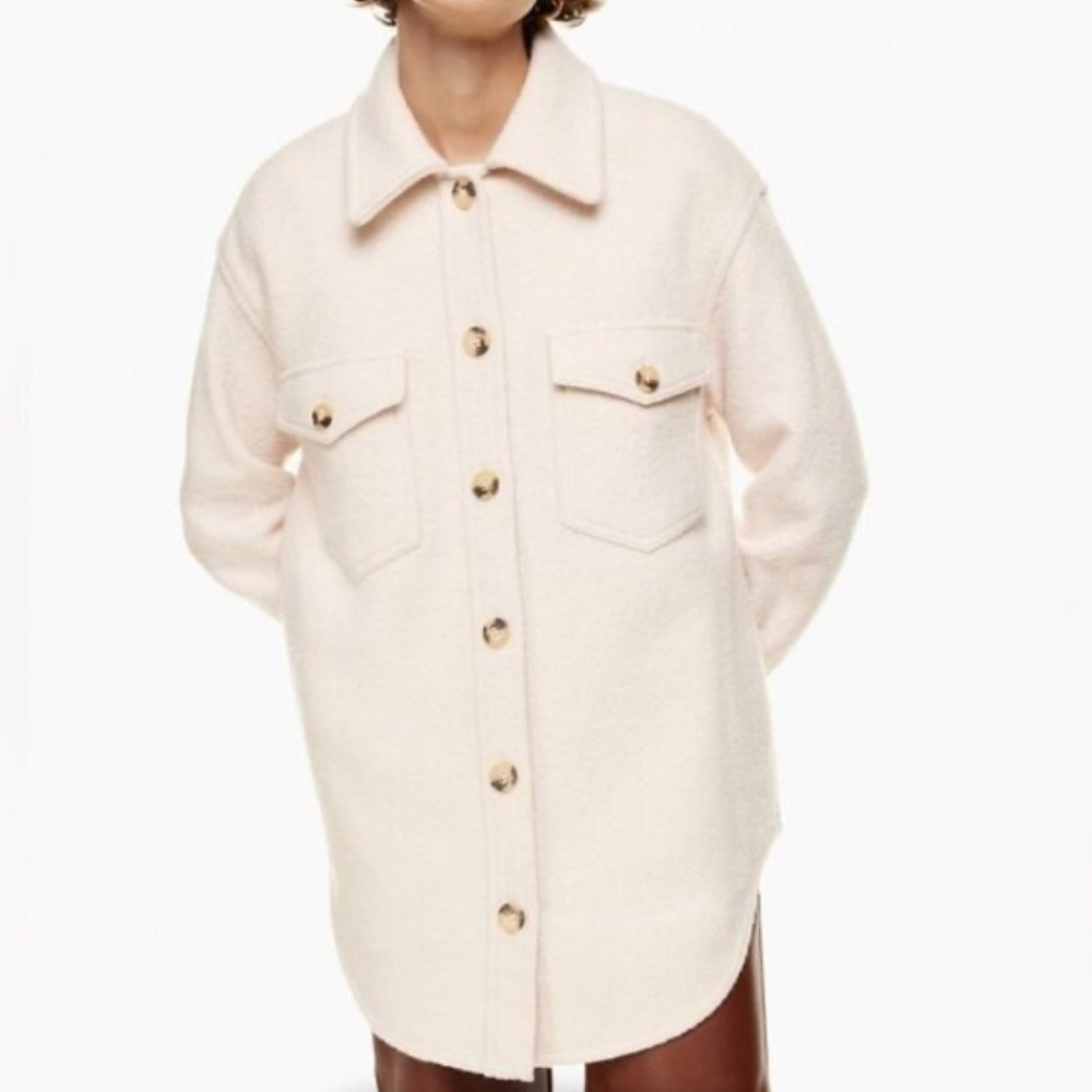 Aritzia (Wilfred) Ganna Merino Wool Shirt Jacket in Cream